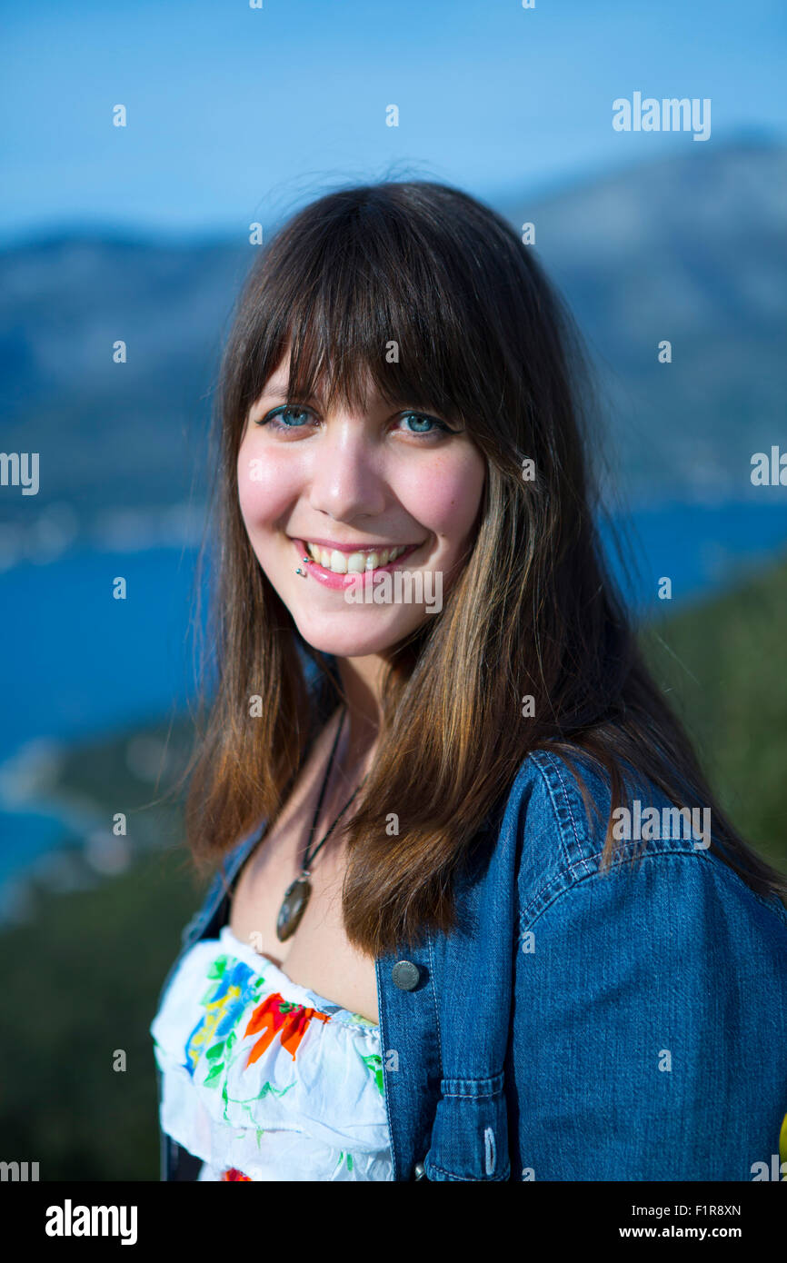 Einer attraktiven jungen kroatischen Frau aus Korcula in Dalmatien Stockfoto