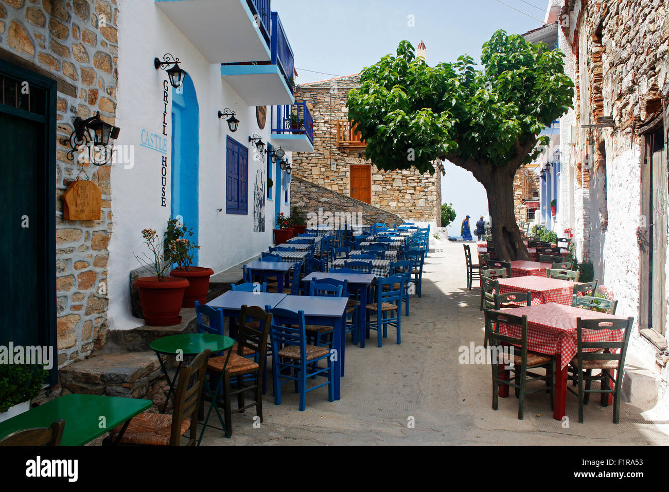 Pietitiri Village Tavernas Alonissos Insel Der Ägetischen Inseln Griechenland Europa Stockfoto