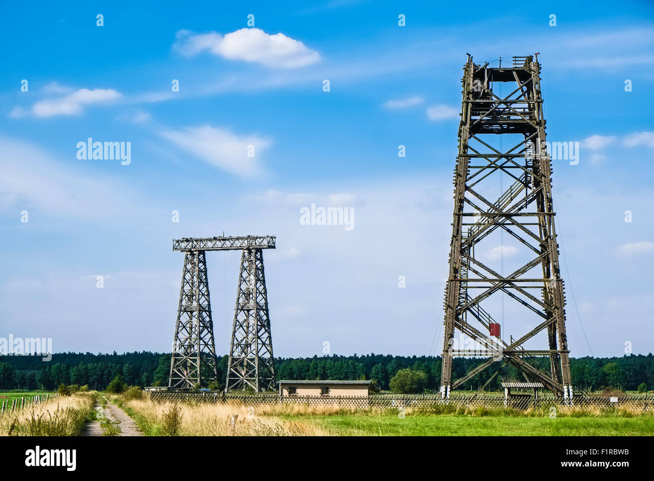 Ehemalige Antenne Testanlage in Brück, Brandenburg, Deutschland Stockfoto