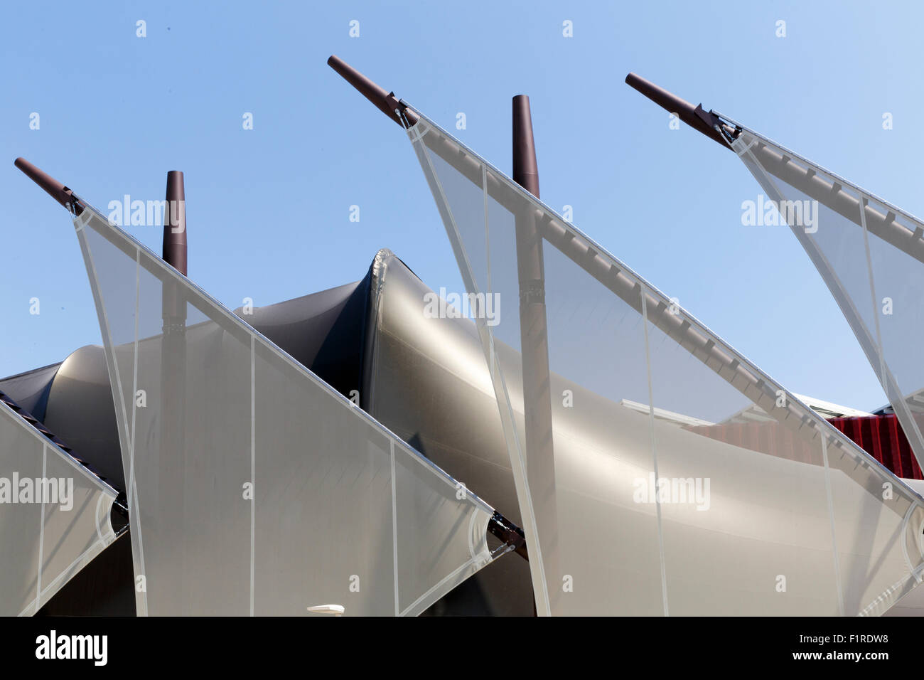 Mailand, Italien, 12. August 2015: Detail des Kuwait Pavillons auf der Messe Expo 2015 Italien. Stockfoto