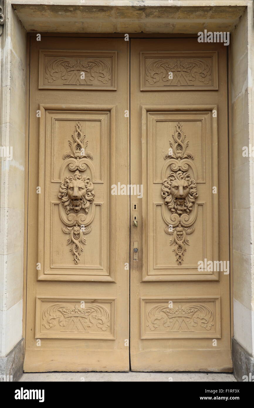 Alte Tür das Schloss von Fontainebleau Stockfoto