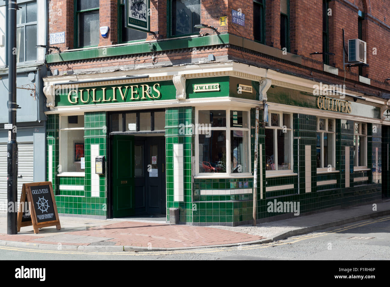 Gullivers Pub befindet sich zwischen Oldham und Tib Street in der nördlichen Viertel von Manchester. Stockfoto