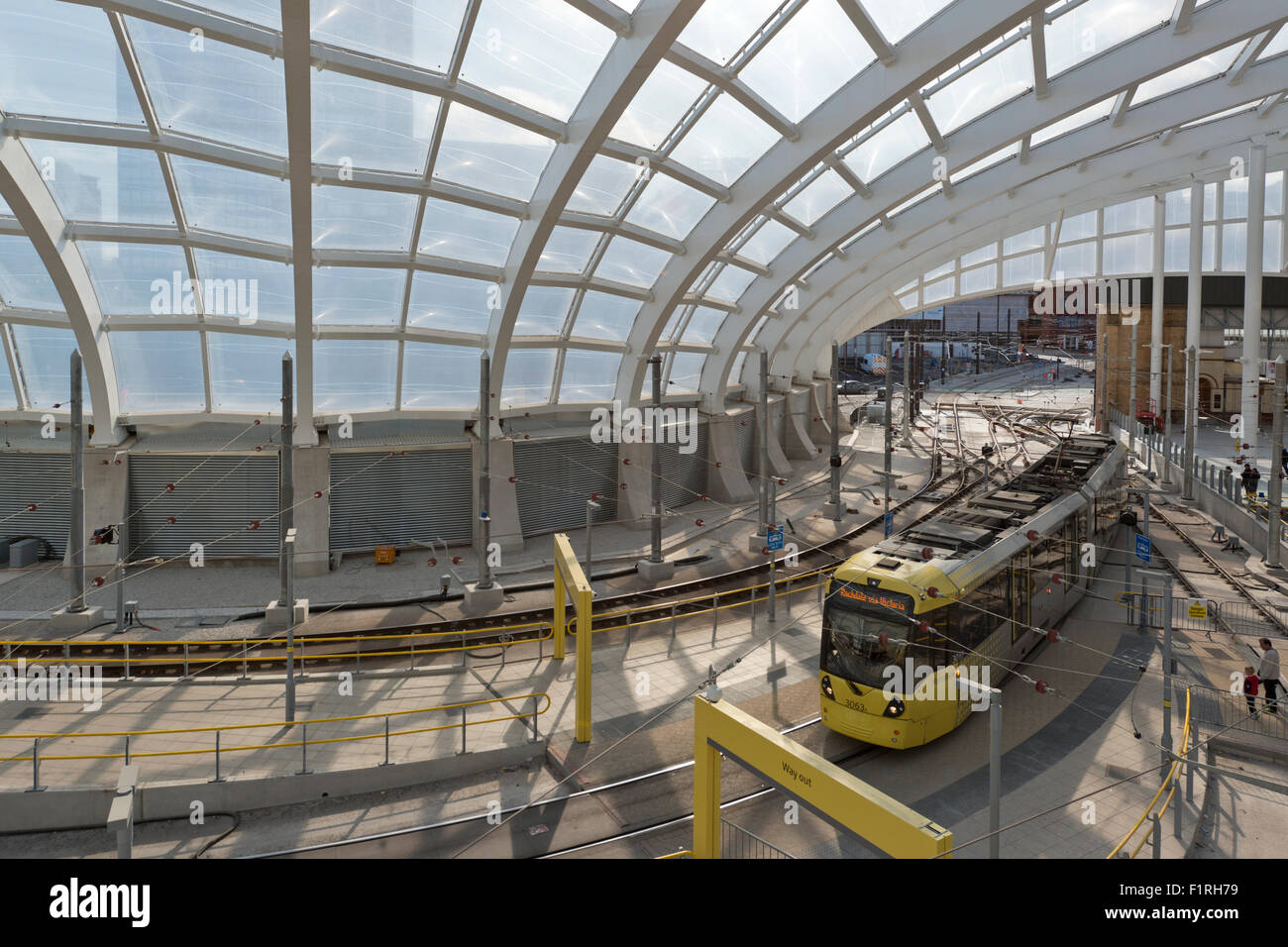 Die Innenfläche der renovierte Victoria Station in Manchester Metrolink LRT Station featuring Stockfoto