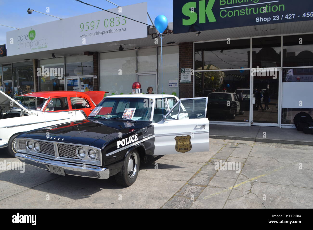 Ein Vintage amerikanische Polizei-Auto bei einer Autoshow in Hampton, Melbourne, Australien Stockfoto