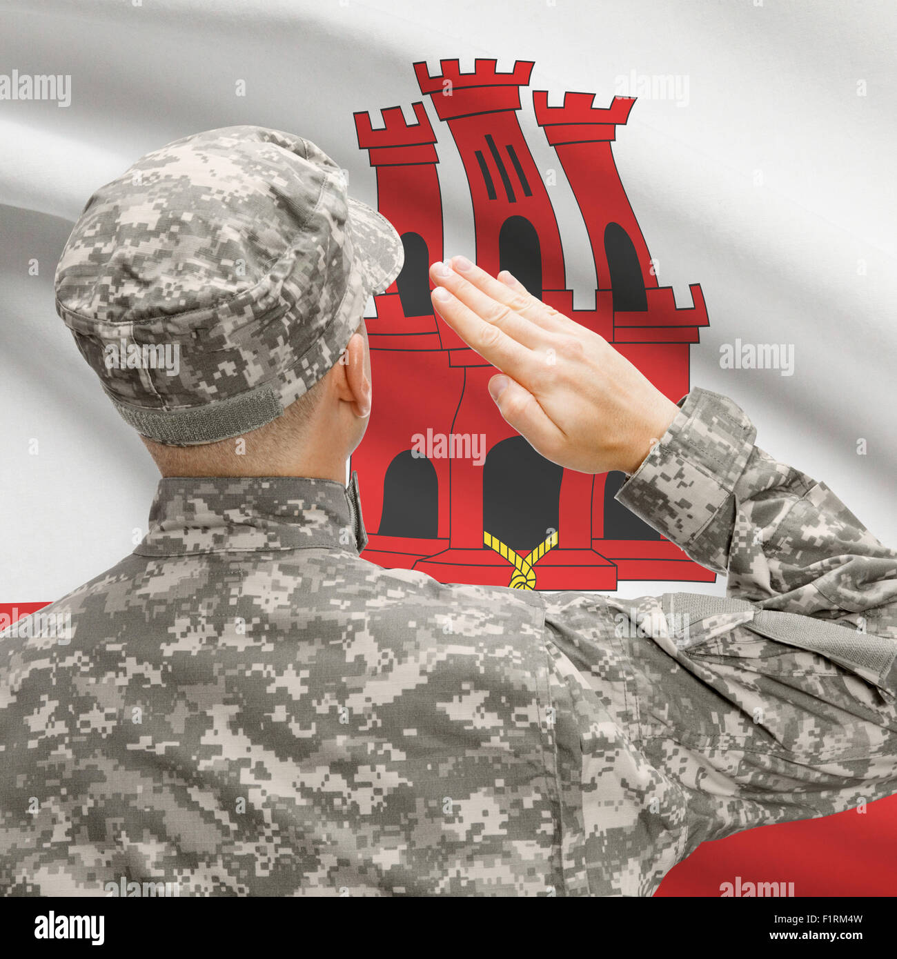 Nationale Streitkräfte mit Flagge auf konzeptionellen Hintergrund Serie - Gibraltar Stockfoto