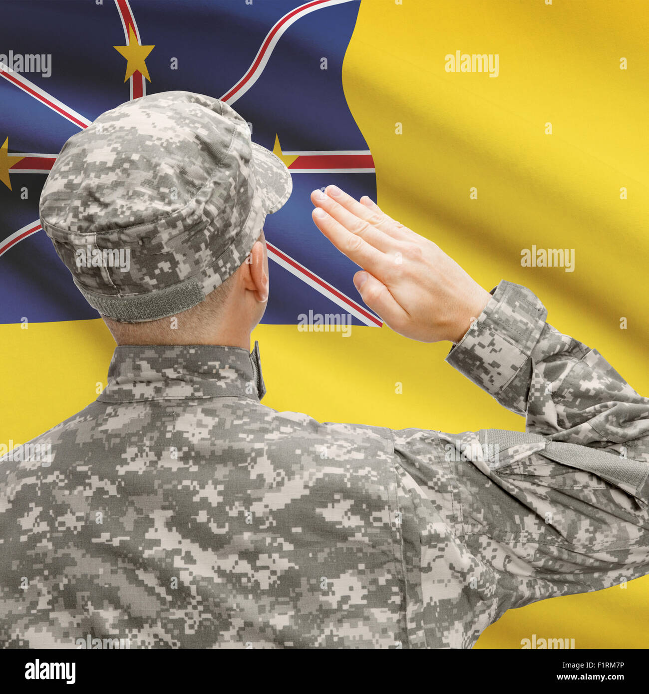 Nationale Streitkräfte mit Flagge auf konzeptionellen Hintergrund Serie - Niue Stockfoto