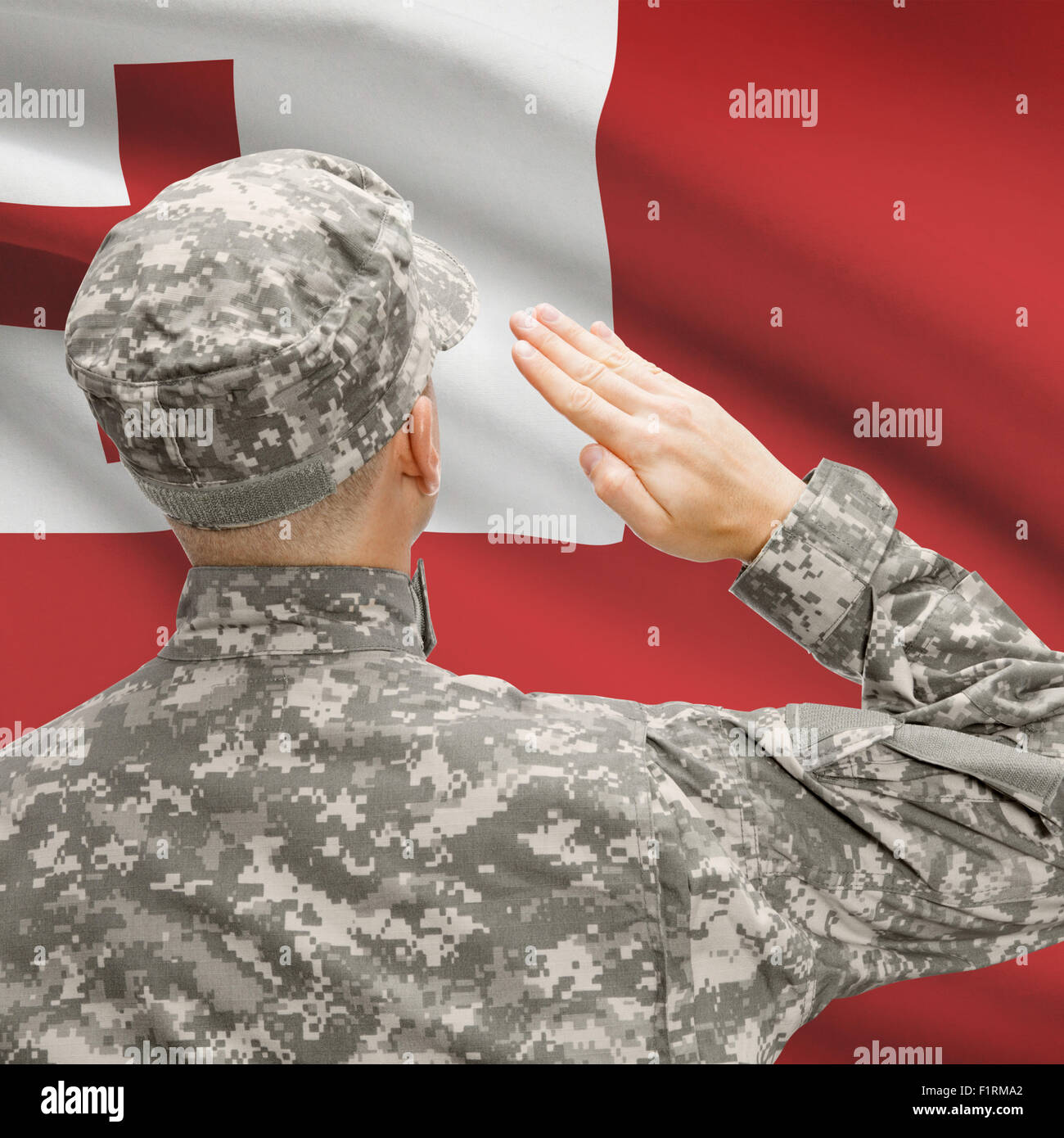 Nationale Streitkräfte mit Flagge auf konzeptionellen Hintergrund Serie - Tonga Stockfoto