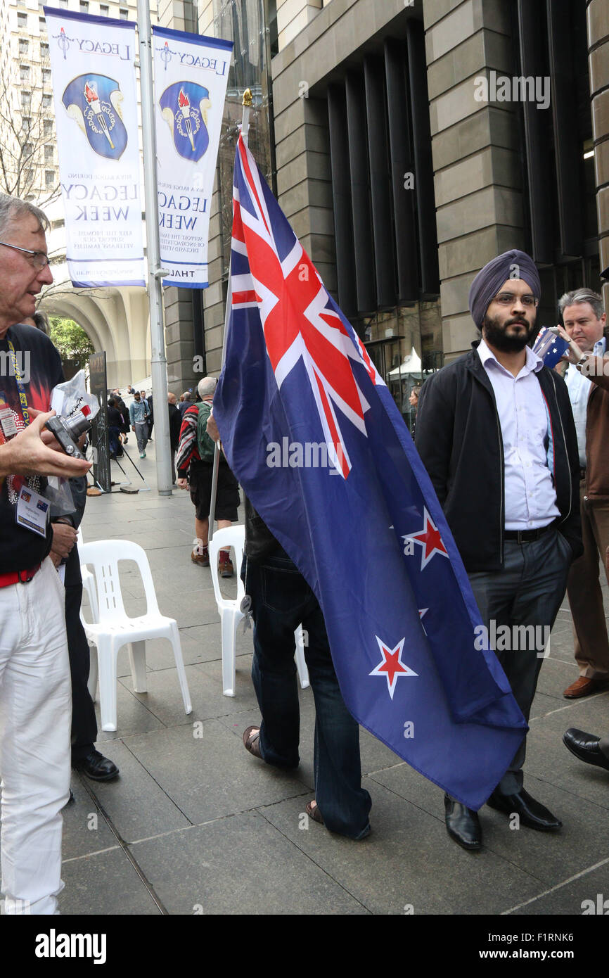 Australian National Flag Day Event am Martin Place, Sydney, Australien. 3. September 2015. Stockfoto