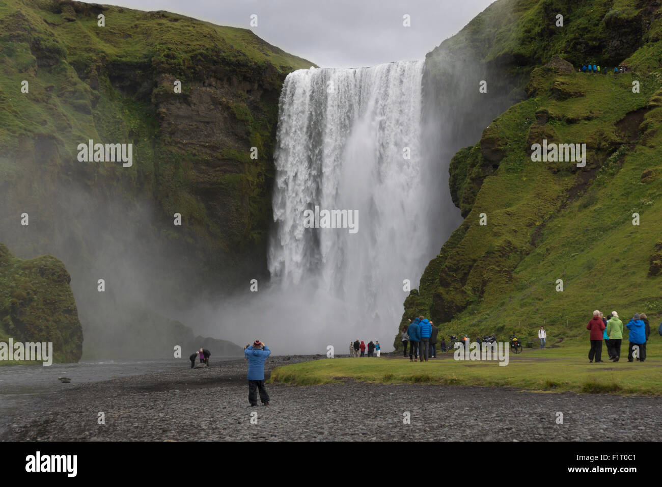 Ein Blick auf Skogafoss Wasserfall in Island Stockfoto