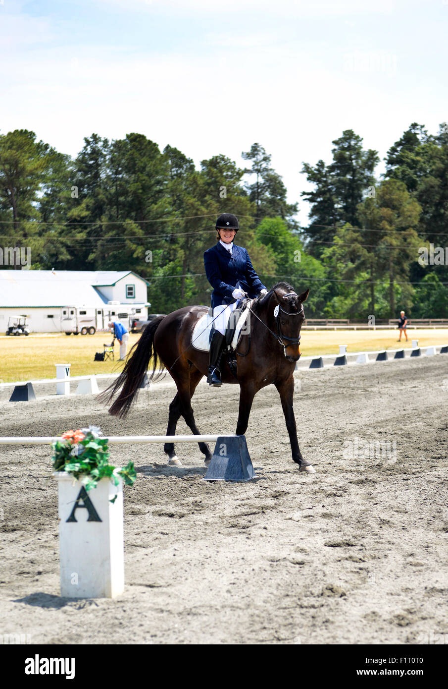 Wettbewerbsfähigen Dressur Reiten in Pinehurst, North Carolina Stockfoto