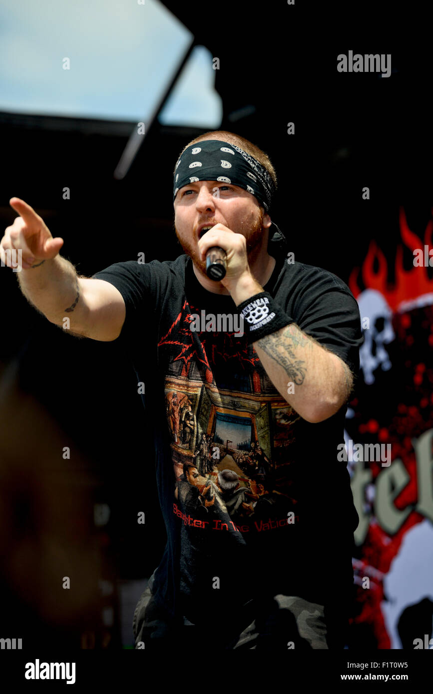 Jamey Jasta der Band "Hatebreed" St 2015 Monster Energy Carolina Rebellion durchführen Stockfoto