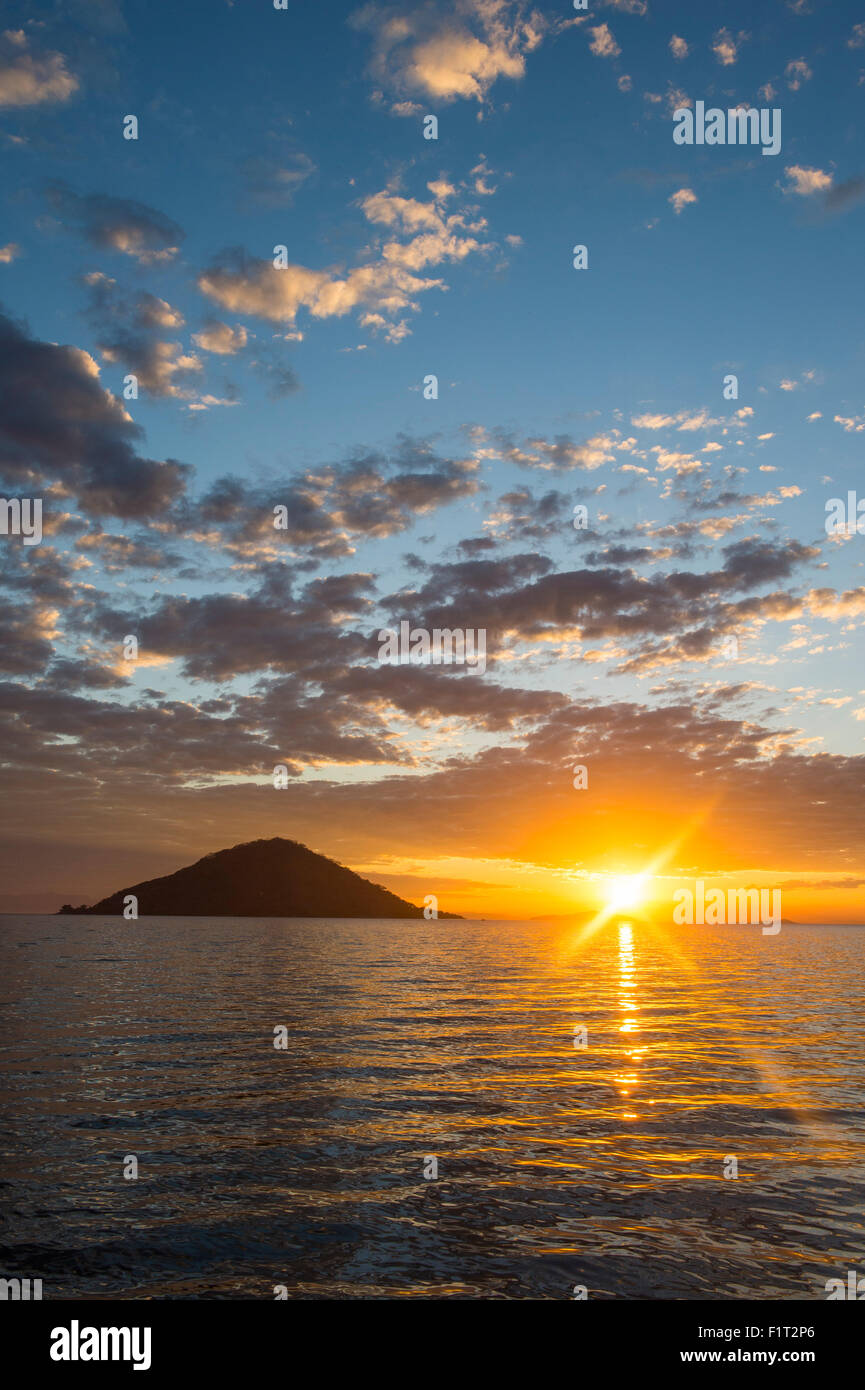 Sonnenuntergang am Cape Maclear, UNESCO-Weltkulturerbe, Lake Malawi, Malawi, Afrika Stockfoto