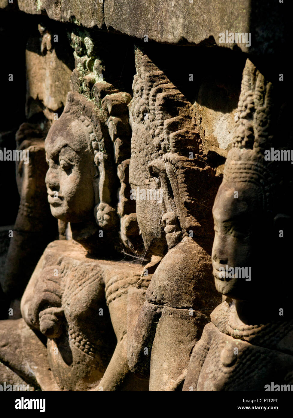 Details zu schnitzen, Angkor Wat archäologischen Park, UNESCO, Siem Reap, Kambodscha, Indochina, Südostasien, Asien Stockfoto