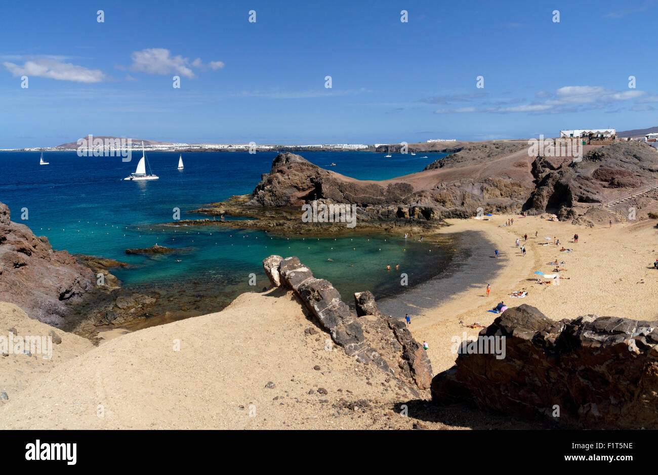 Papagayo-Strand, Playa Blanca, Lanzarote, Kanarische Inseln, Spanien. Stockfoto