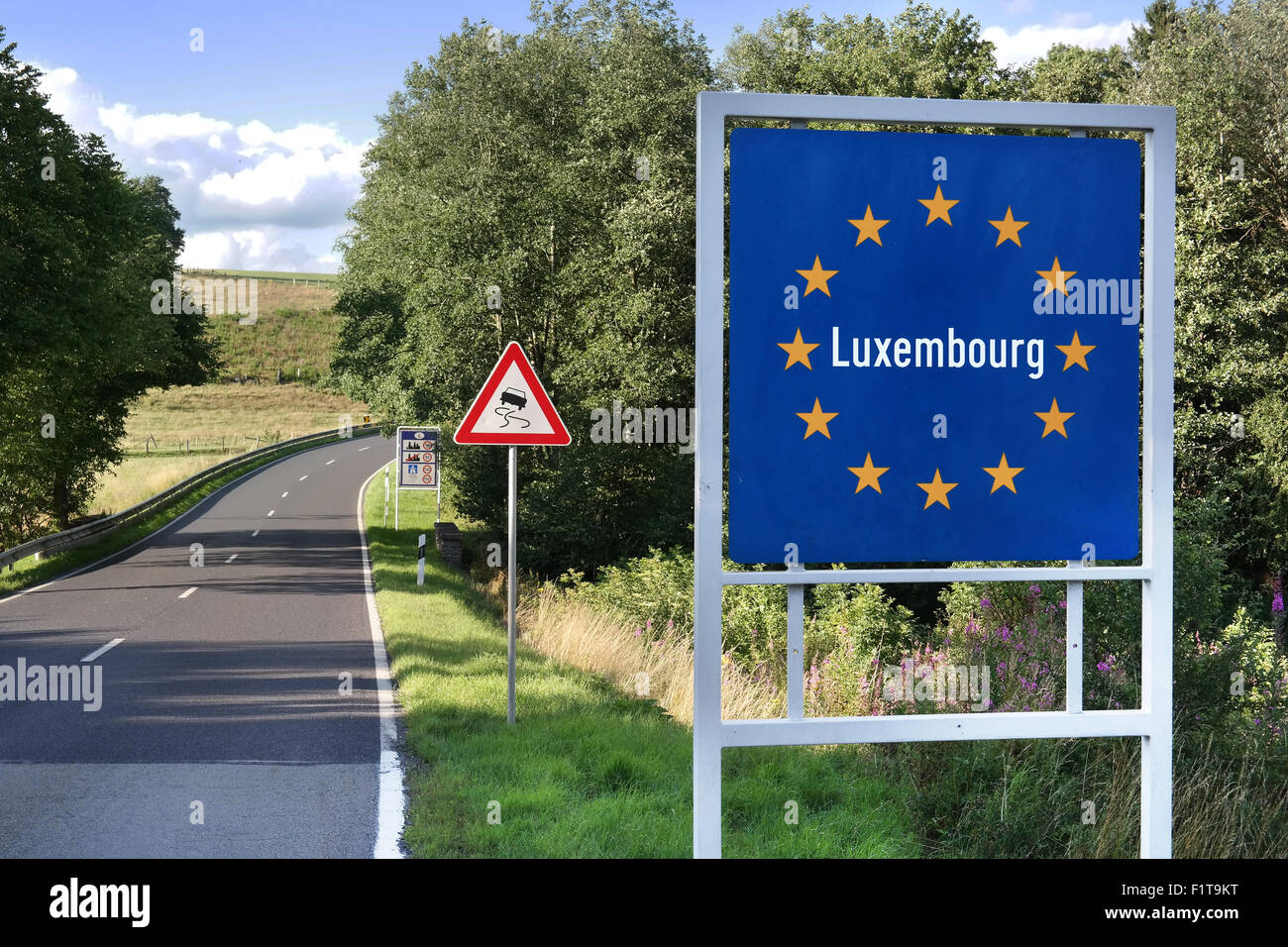 Zeichen der Grenze von Luxemburg Stockfoto