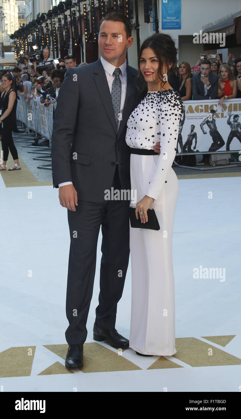 LONDON, UK, 30. Juni 2015: Channing Tatum und Jenna Dewan besuchen den Magic Mike: XXL - britischen Filmpremiere, Leicester Square in Lo Stockfoto