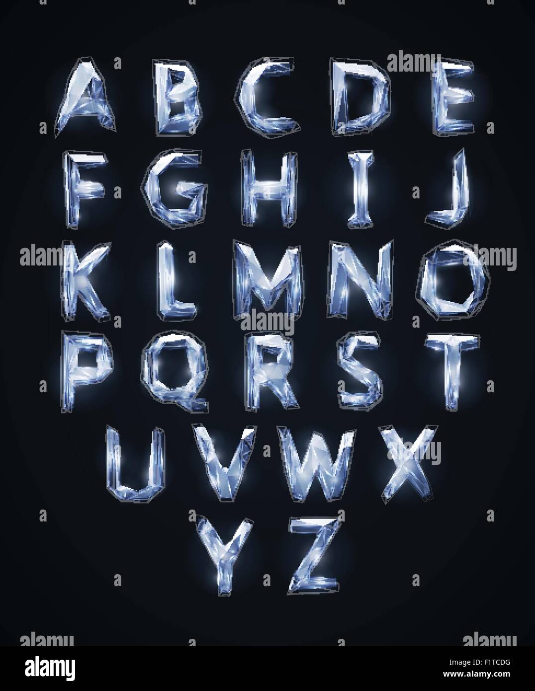 Low-Poly Cristal Alphabet Schriftart. Vektor-illustration Stock Vektor
