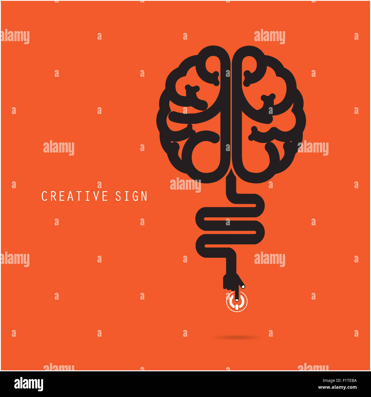 Kreative Gehirnhälfte Konzept, Design für Poster, Flyer, Cover oder Broschüre. Wirtschaft und Bildung Konzept. Stockfoto
