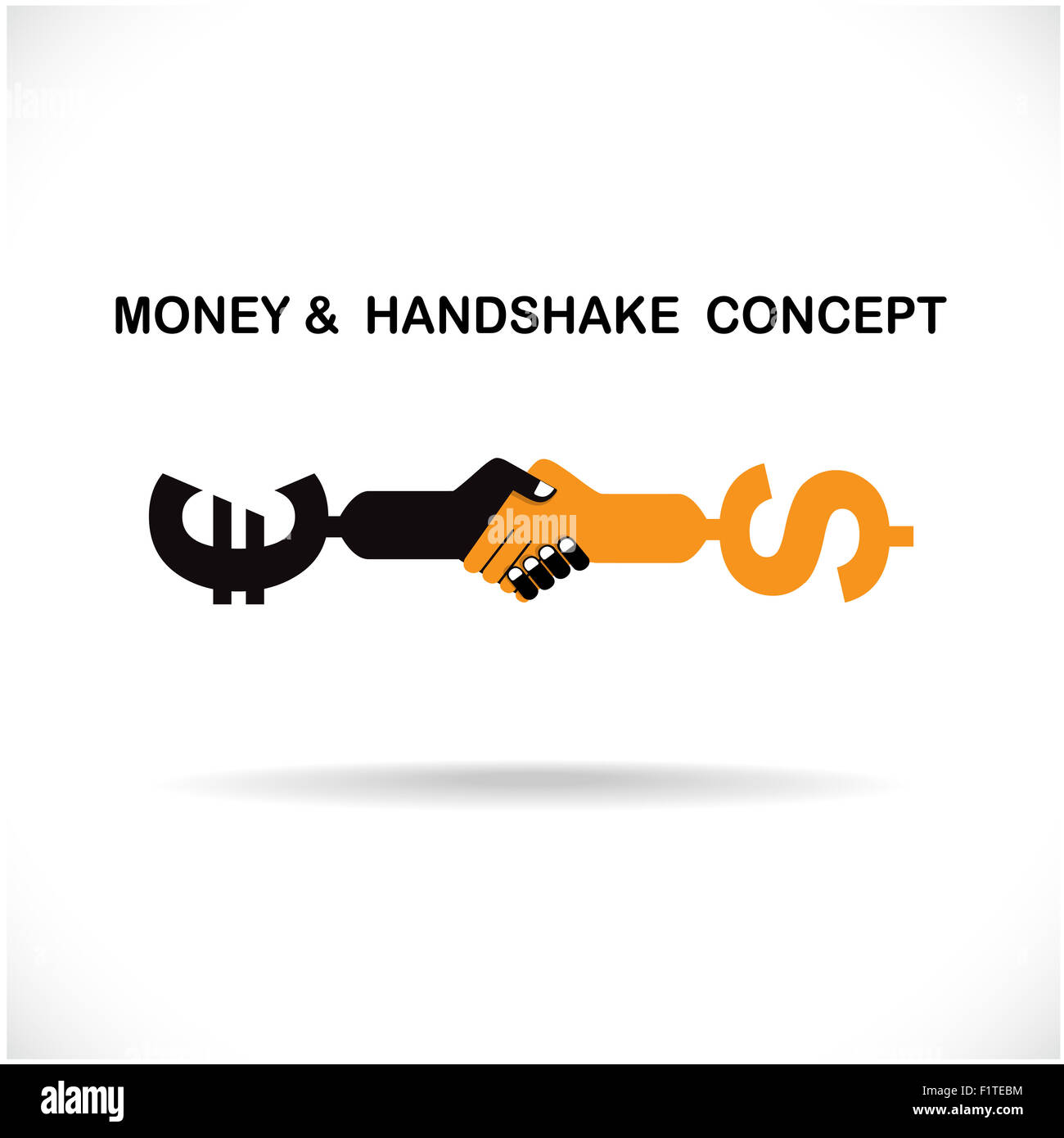 Geschäftspartnern Händeschütteln als Symbol der Einheit, Handshake-abstrakte Design-Vorlage. Kreative Geschäftsidee. Zu tun haben, Stockfoto