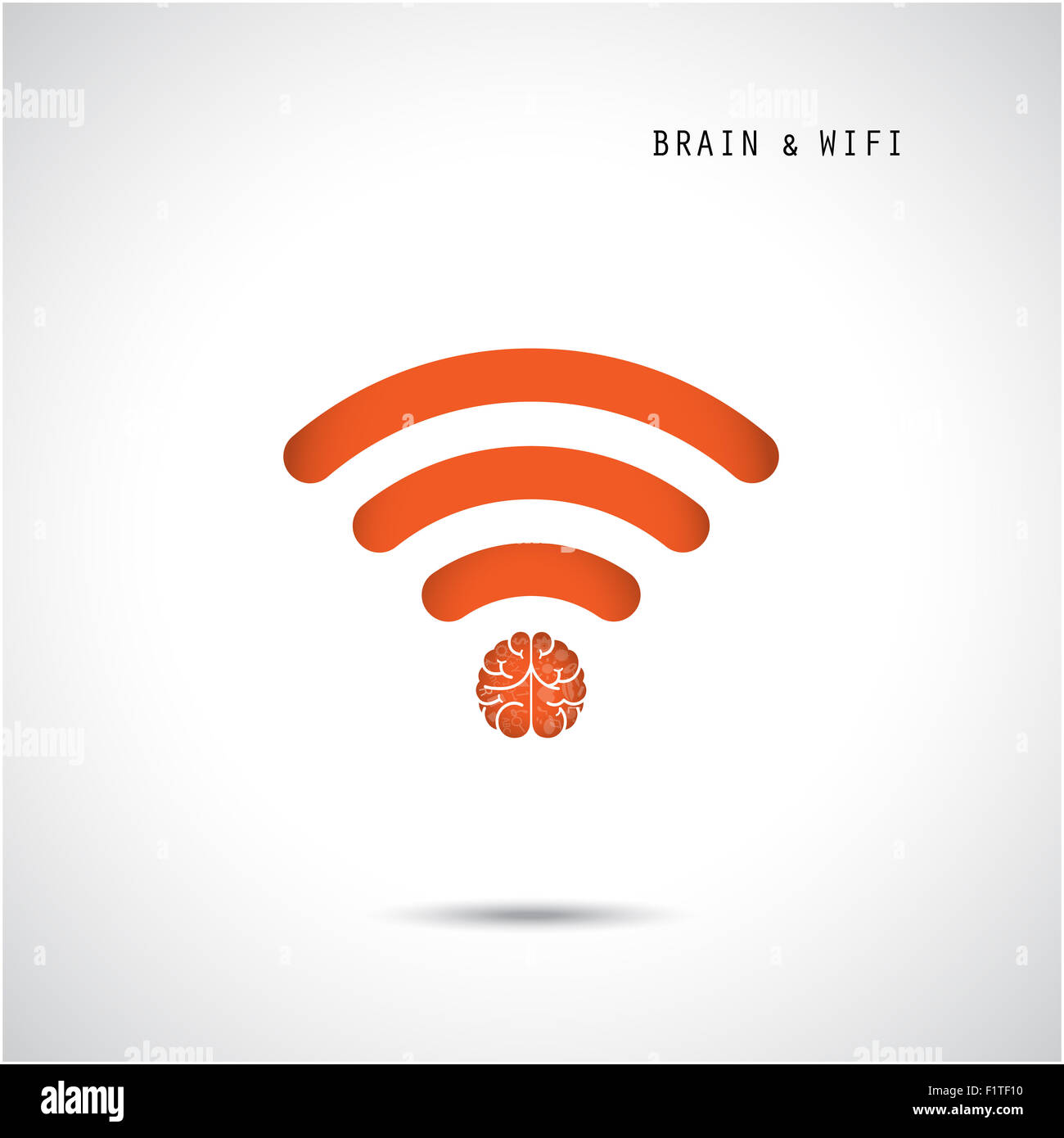 Kreative Gehirnhälfte Konzept und Wifi Zeichen. Bildung, Technologie und Wirtschaft Hintergrund. Stockfoto