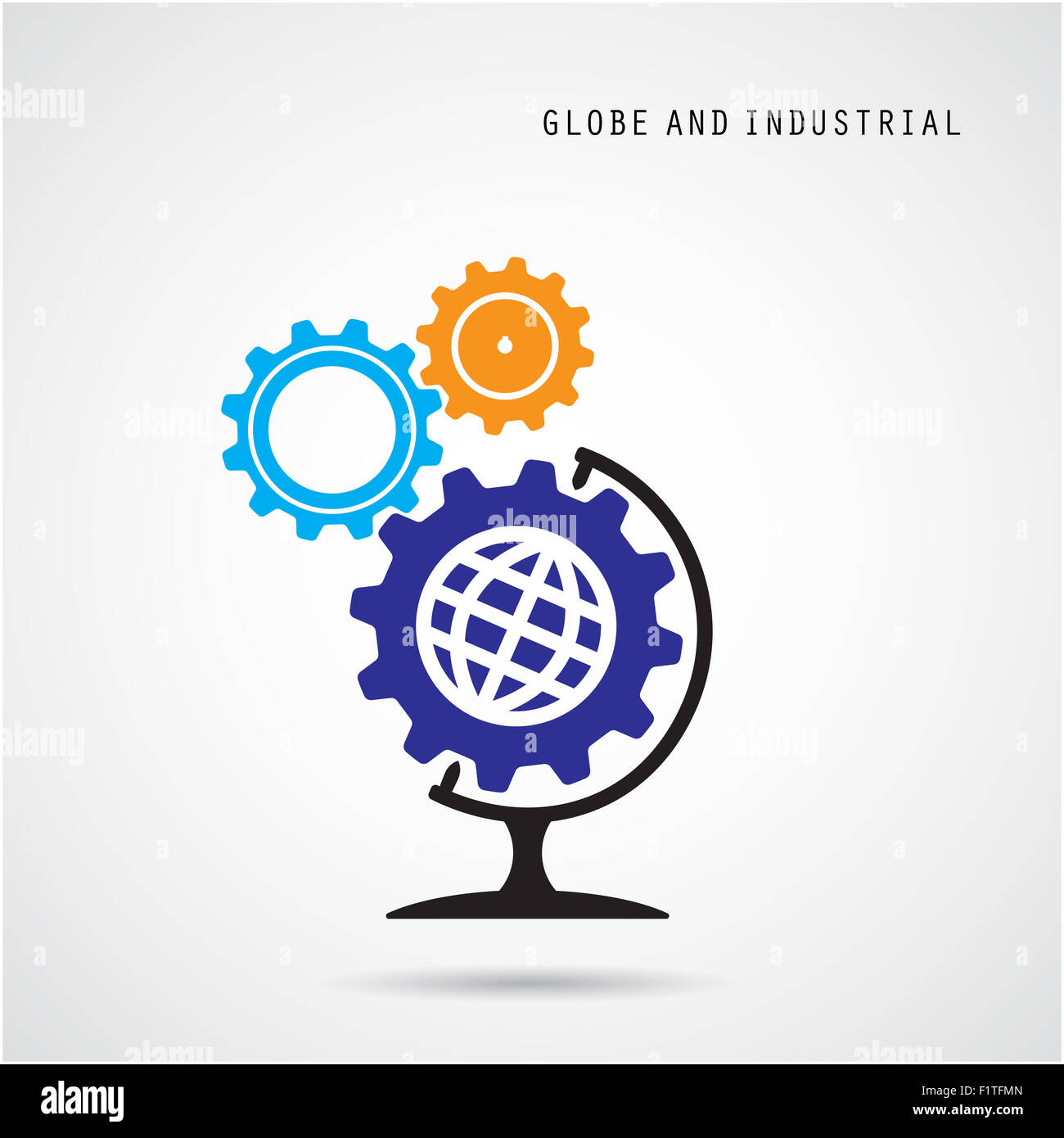 Kreative Getriebe abstrakte Logodesign und Globus unterzeichnen. Firmenkundengeschäft industrielle kreative Logo Symbol. Stockfoto
