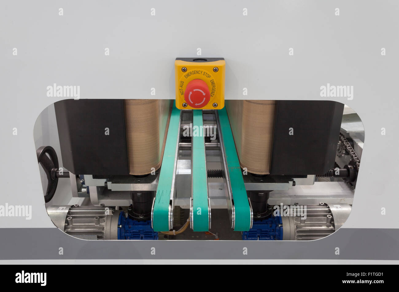 Förderband auf einer Maschine für Verpackungen Stockfoto