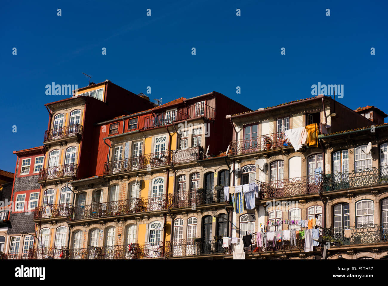 Stadtteil Ribeira in Porto, der älteste Teil der Stadt. Stockfoto