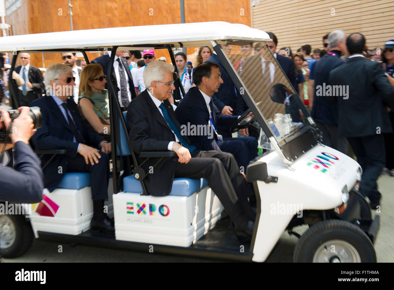 i5th Juni 2015. Präsident der italienischen Republik Sergio Mattarella besucht Expo anlässlich des Welt-Umwelttages. Stockfoto