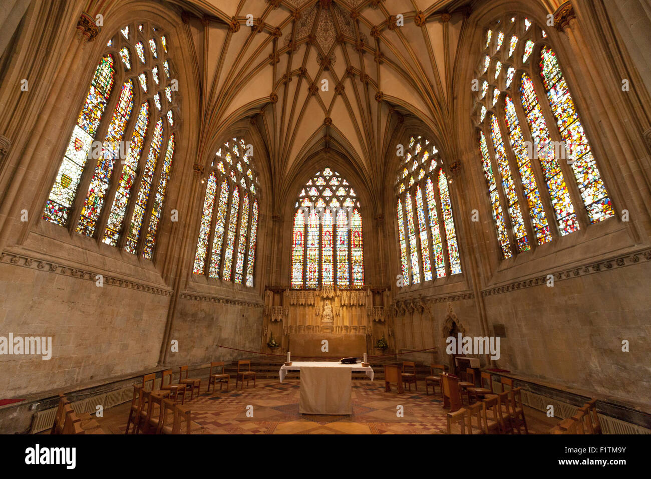 Die Marienkapelle, Wells Cathedral, Wells, Somerset UK Stockfoto