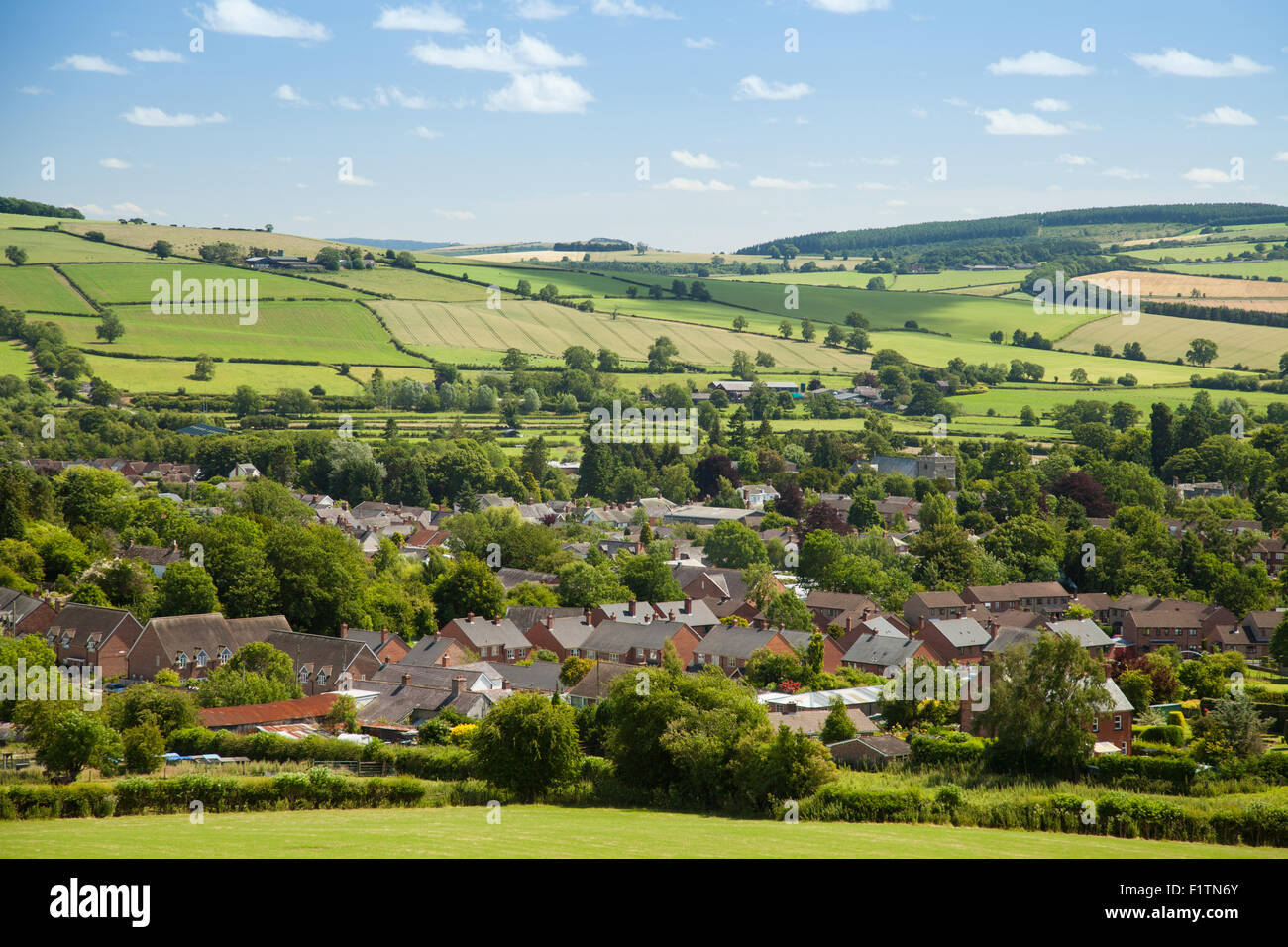 Der kleine Markt Stadt der Bischofsburg, Shropshire, England. Stockfoto