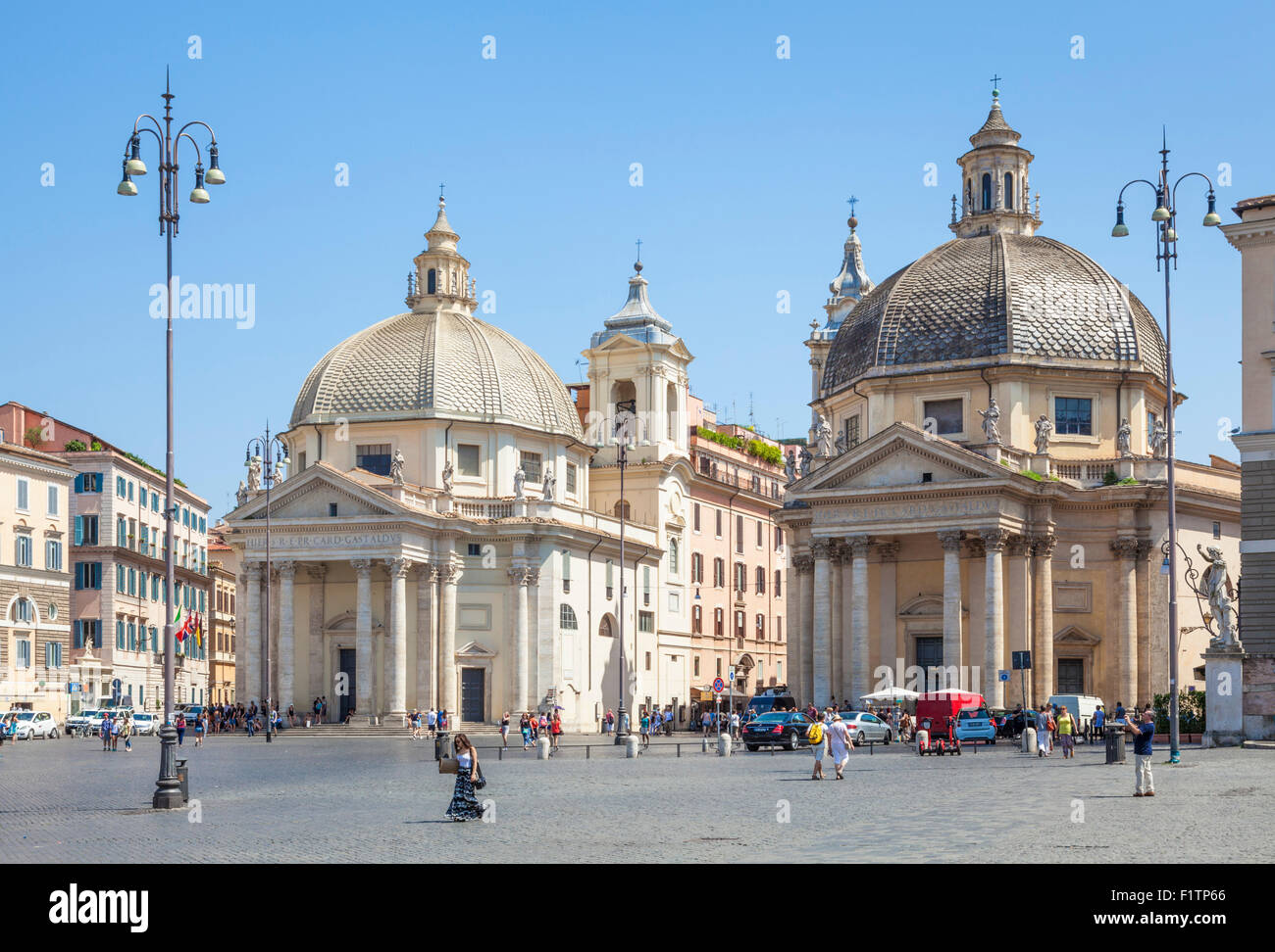 Zwei Kirchen in Piazza del Popolo Roma-Lazio Rom Italien-EU-Europa Stockfoto