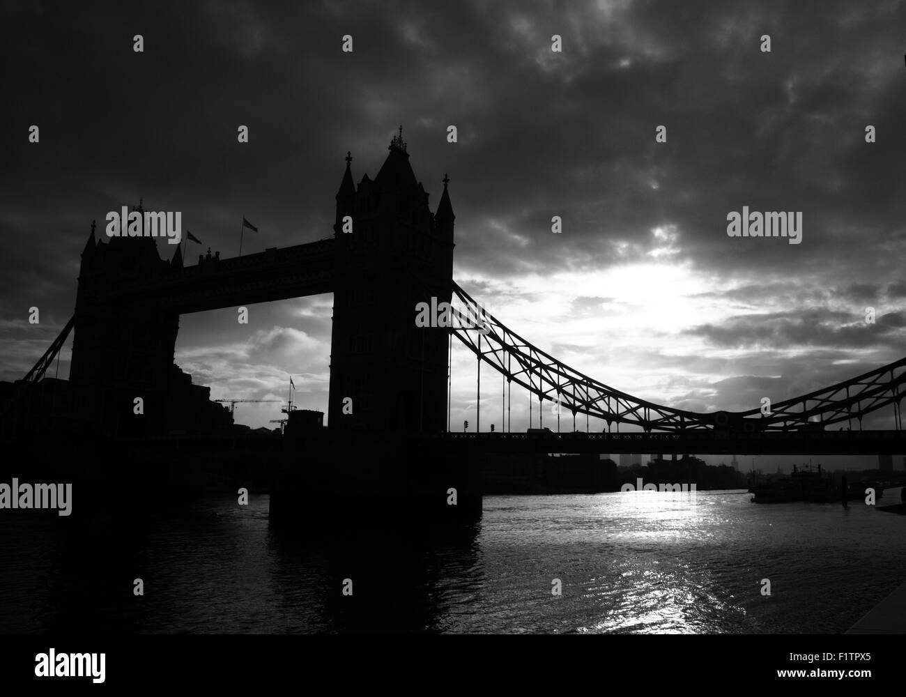 Tower Bridge Silhouette London UK Stockfoto