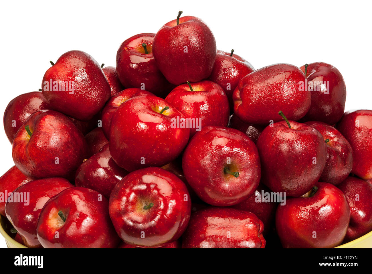 Nass und saftig rote Äpfel mit Textfreiraum Stockfoto