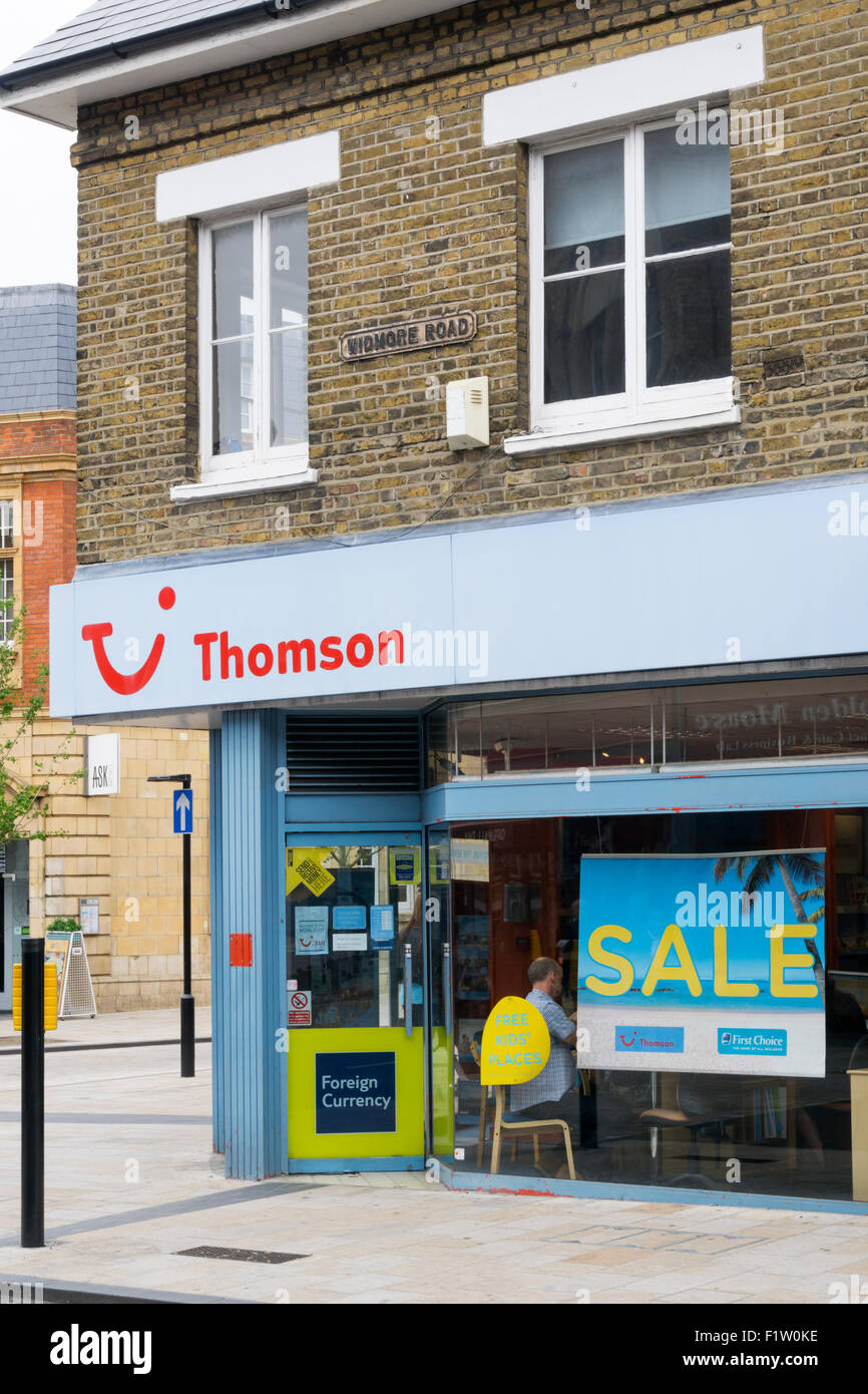Ein Zweig der Thomson Travel Agents in Bromley, Südlondon. Stockfoto