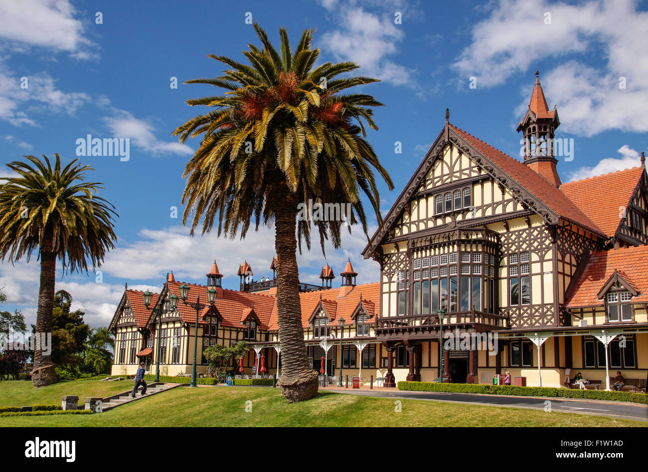 Ehemalige Bad Haus Tudor Türme, Rotorua, Neuseeland Stockfoto