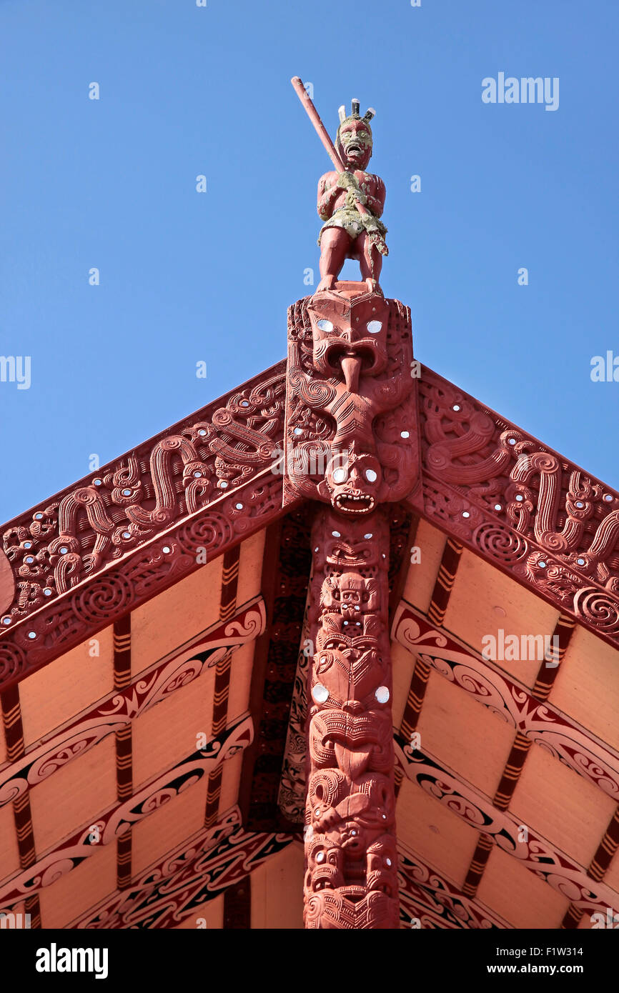 Maori Haus in Rotorua, Nordinsel, Neuseeland Stockfoto