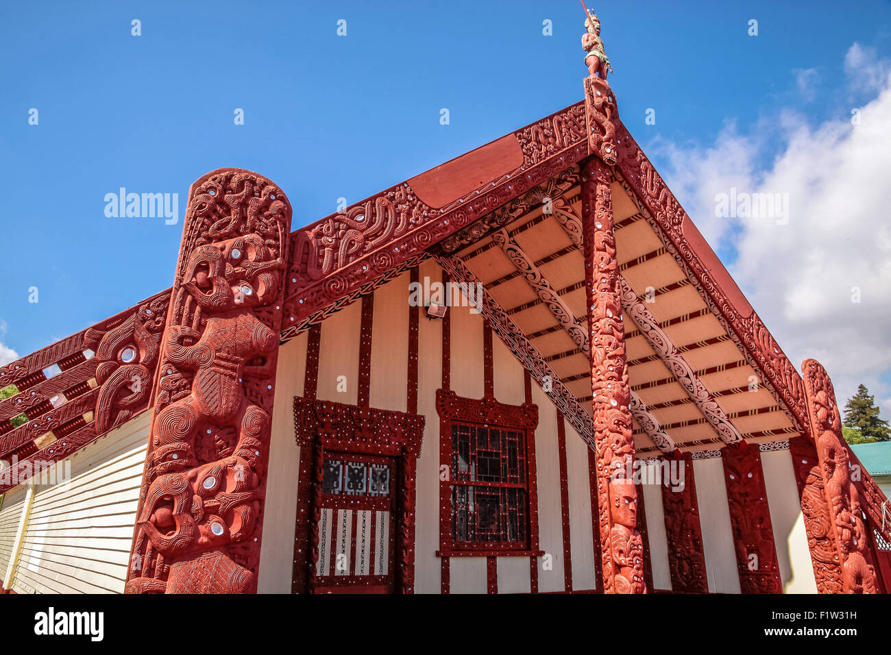 Maori Haus in Rotorua, Nordinsel, Neuseeland Stockfoto