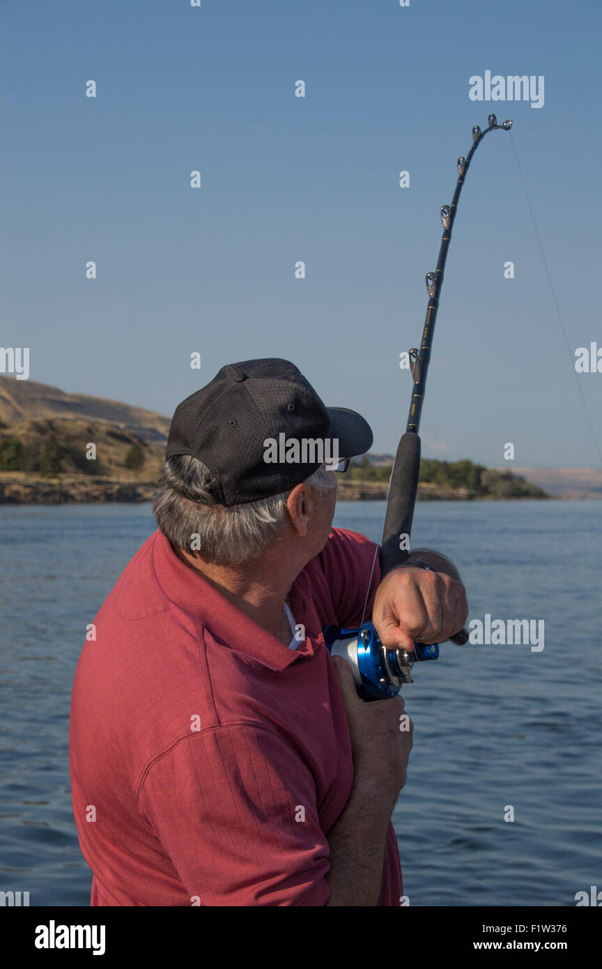 Störfischen am Columbia River in der Nähe von The Dalles, Oregon. Stockfoto