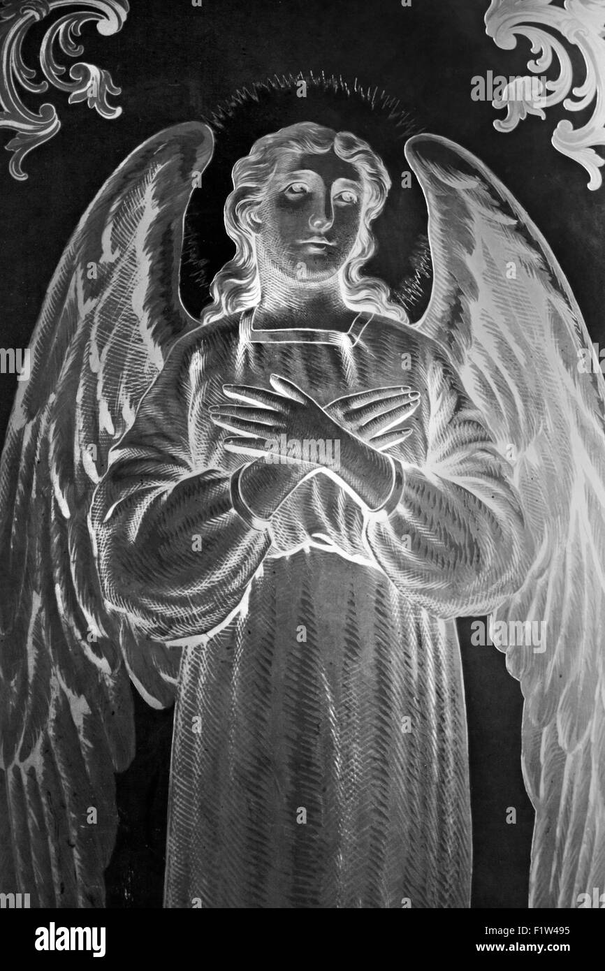 GEÄTZTE Glas Engel in der Kathedrale von Oaxaca - OAXACA, Mexiko Stockfoto