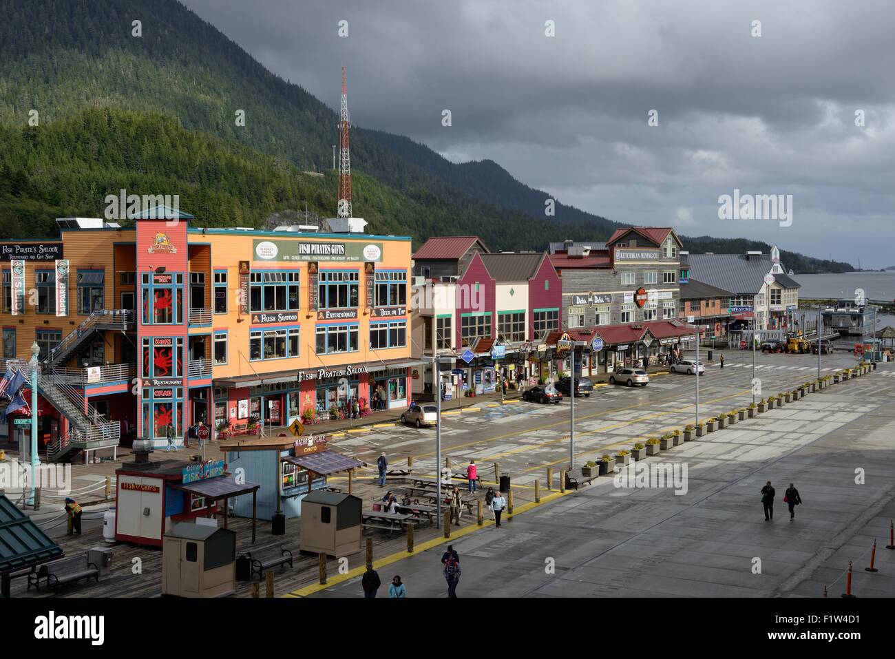 Front street next to Dock in Ketchikan, Alaska, USA Stockfoto