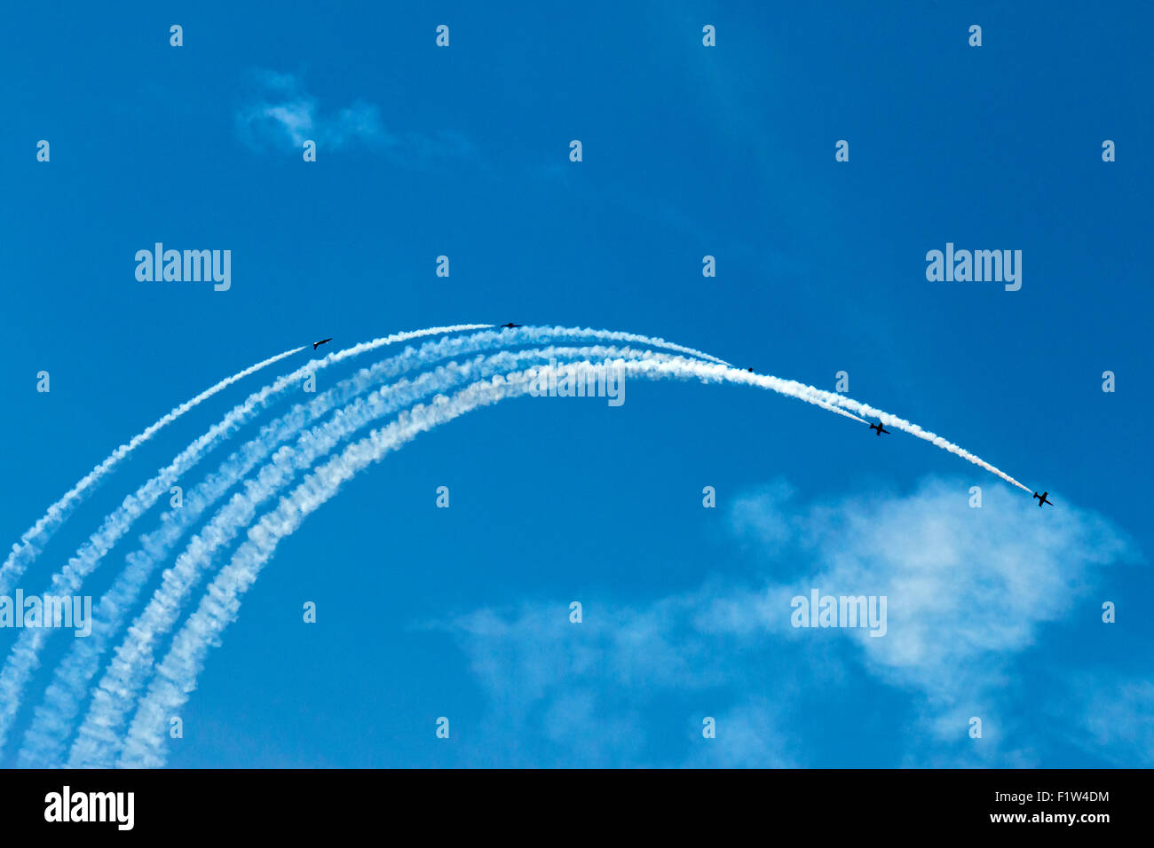 Das Breitling Jet Team erklingt in Seattles 2015 Seafair Air Show. Stockfoto