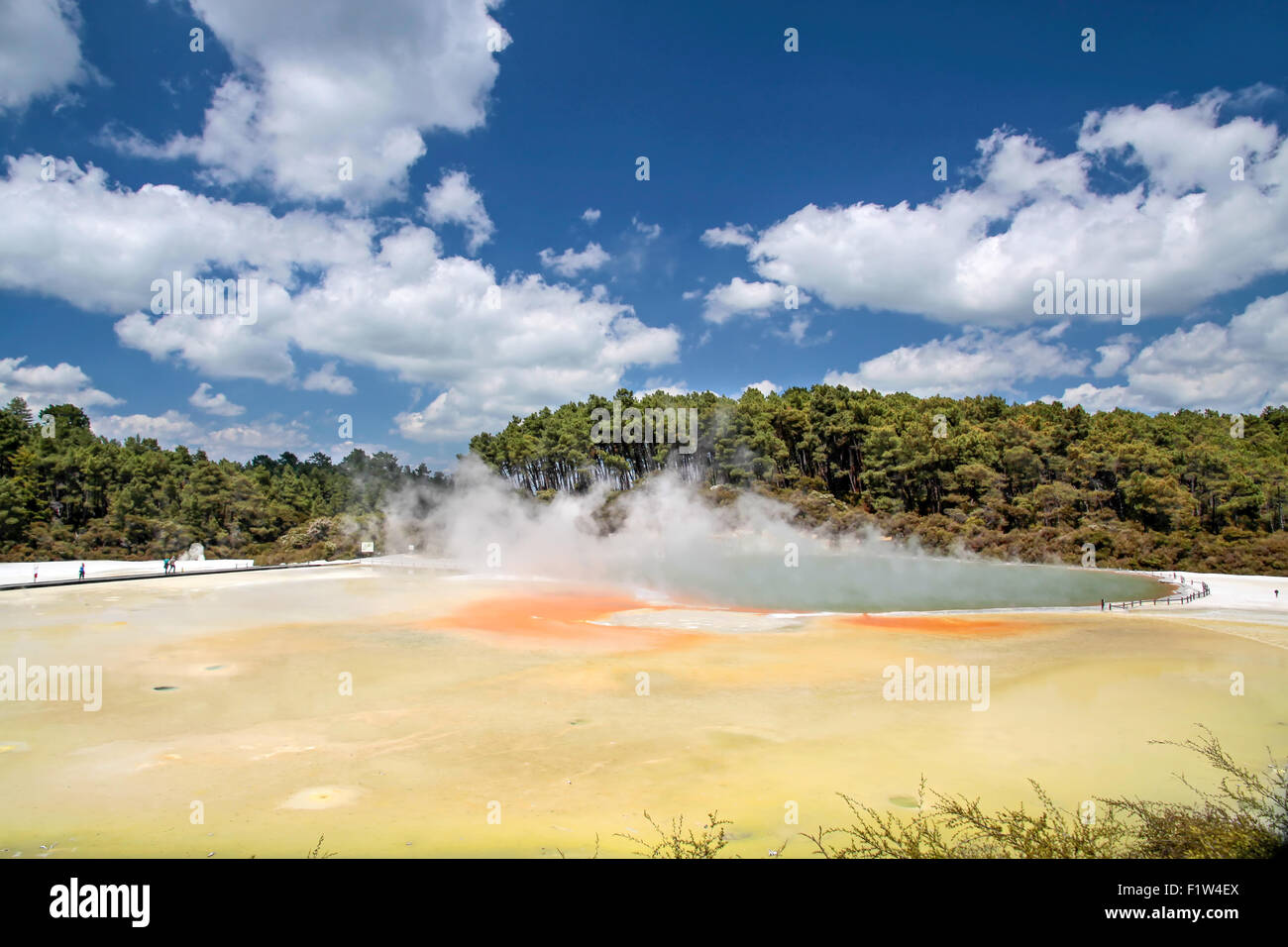 Champagne Pool, Wai-o-Tapu geothermal Bereich in Rotorua, Nordinsel, Neuseeland Stockfoto