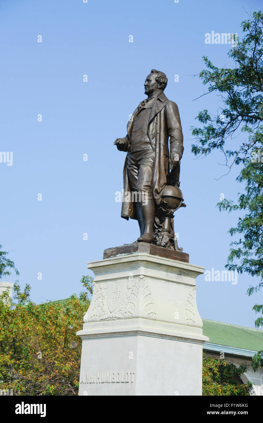 Friedrich Wilhelm Heinrich Alexander von Humboldt-Statue in Humboldt Park, Chicago, Illinois Stockfoto