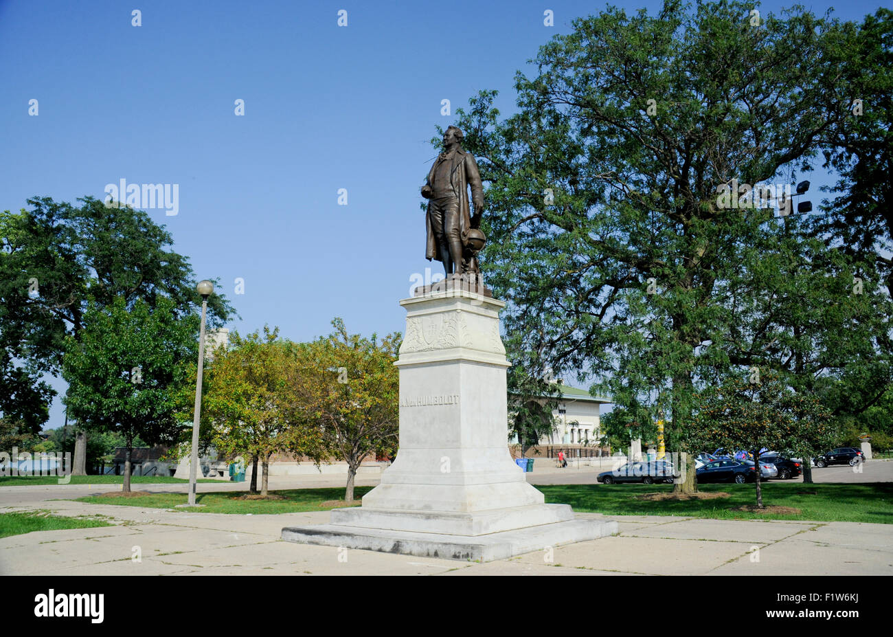 Friedrich Wilhelm Heinrich Alexander von Humboldt-Statue in Humboldt Park, Chicago, Illinois Stockfoto