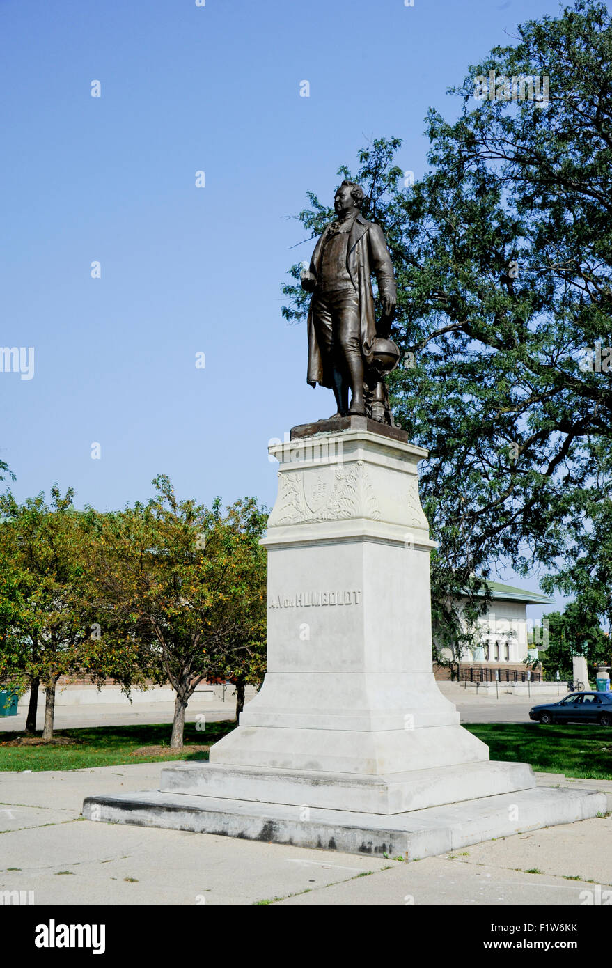 Friedrich Wilhelm Heinrich Alexander von Humboldt-Statue in Humboldt Park, Chicago, Illinois Stockfoto