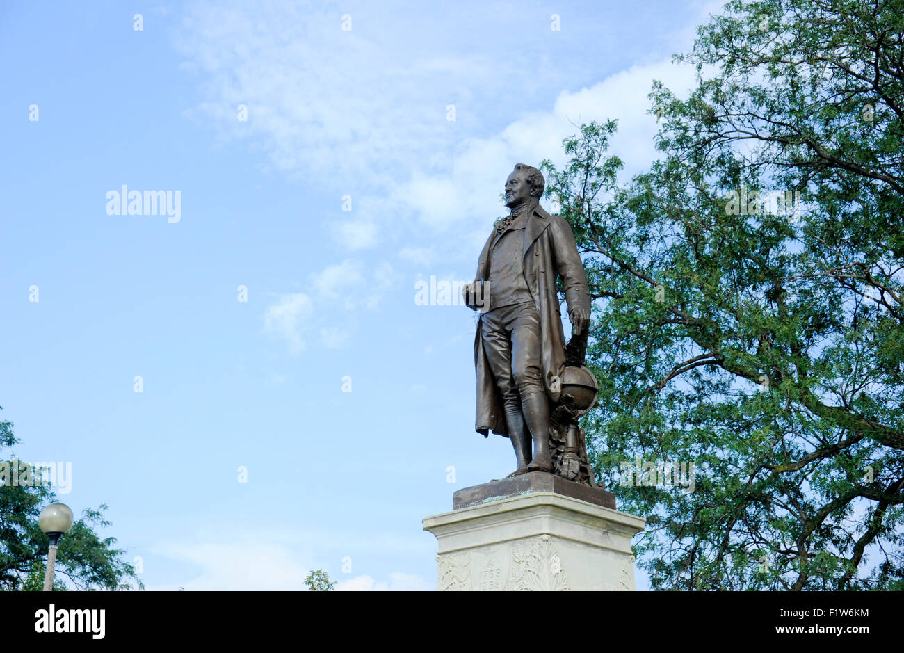 Friedrich Wilhelm Heinrich Alexander von Humboldt-Statue in Humboldt Park, Chicago, Illinois Stockfoto