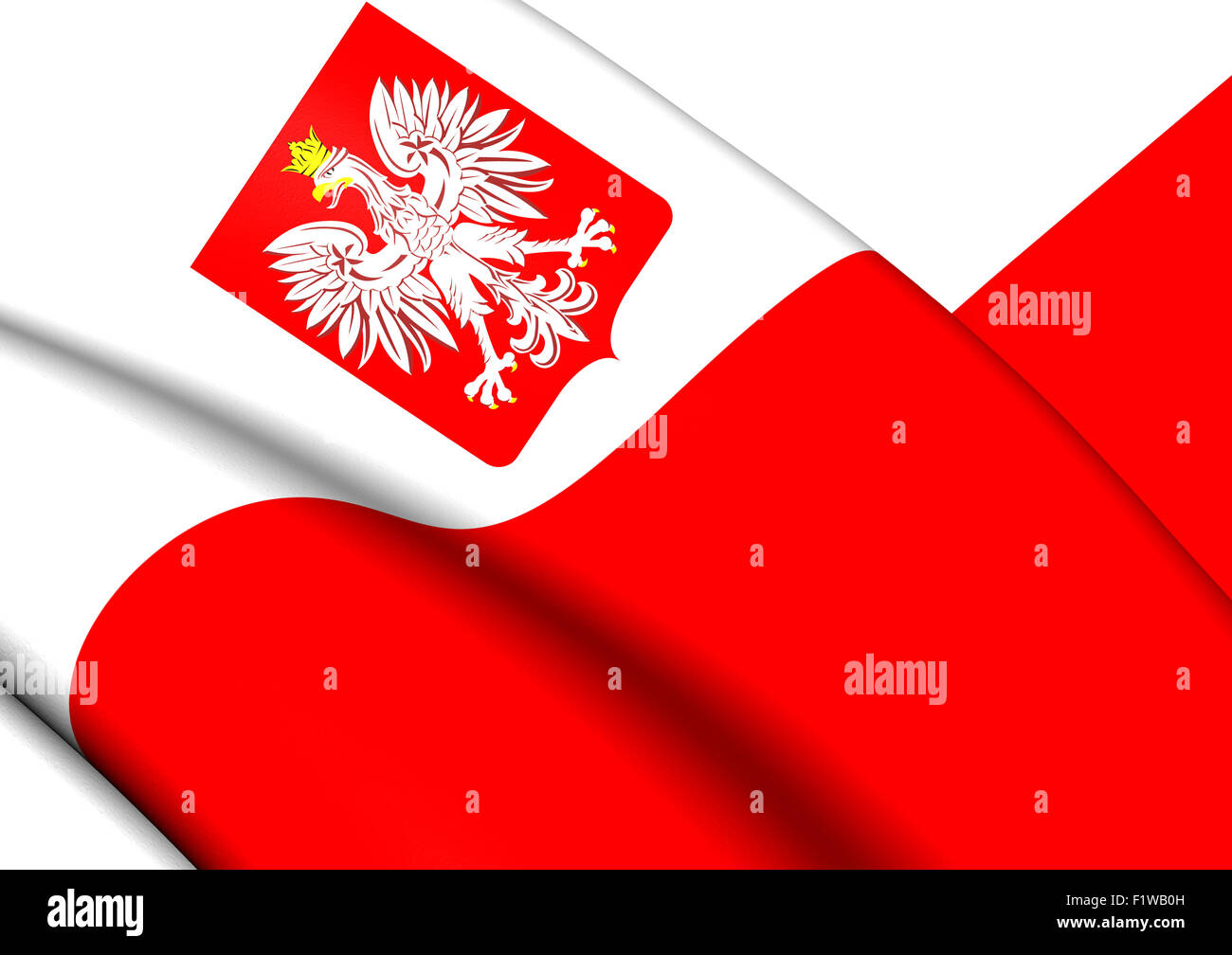Flagge von Polen. Hautnah. Stockfoto