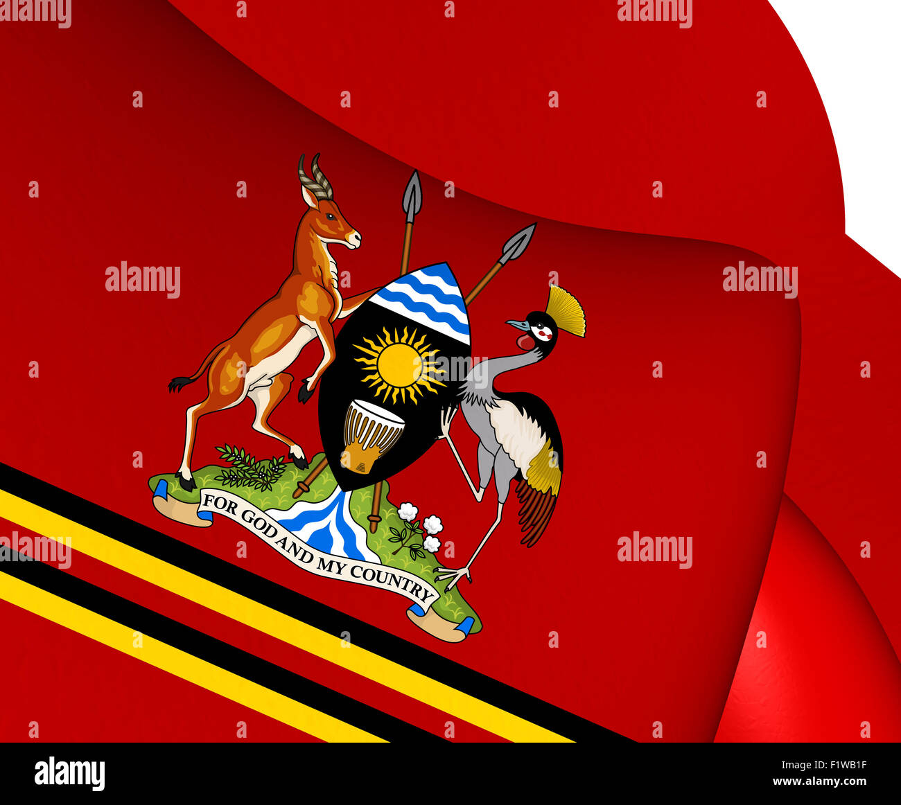 3D-Standards Präsidenten Ugandas. Hautnah. Stockfoto