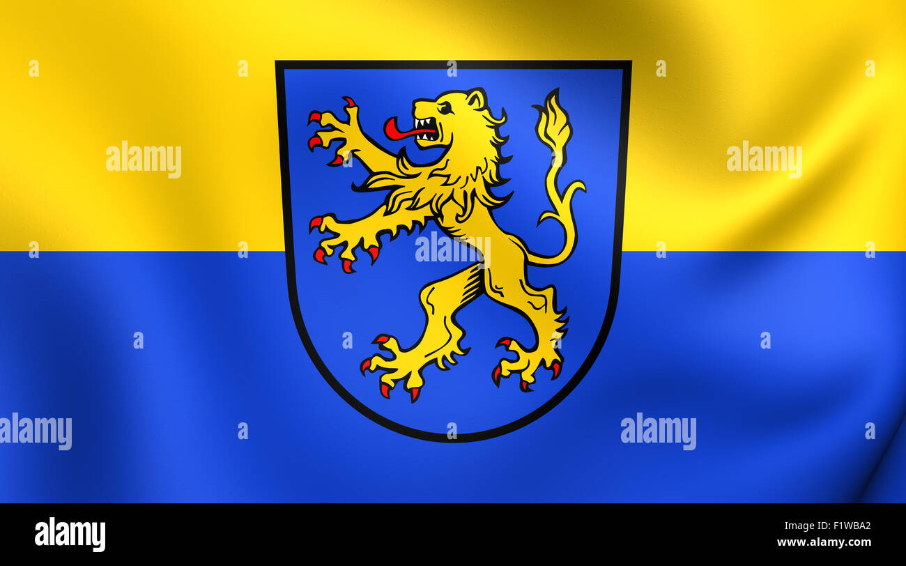 Flagge von Ravensburg, Deutschland. Hautnah. Stockfoto