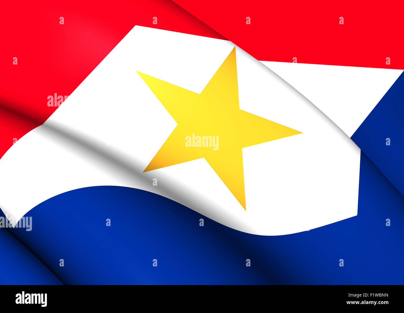Flagge von Saba. Hautnah. Stockfoto